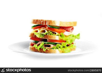 Fresh and tasty sandwich on plate