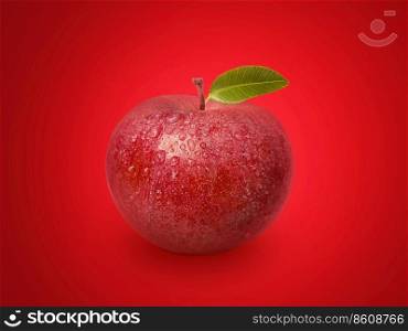 Fresh apple on red background