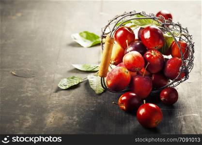 Fresh apples on rustic wooden background with copyspace. Fresh apples on a wooden background with copyspace