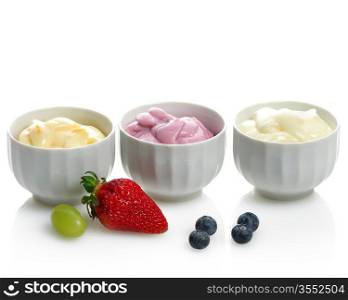 Fresh Assorted Yogurts With Wruits And Berries