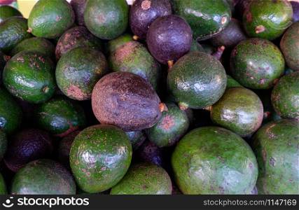 Fresh avocado fruit background / Pile of Avocado tropical fruit organic in the market