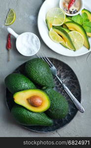 fresh avocado, lime and spice on a table