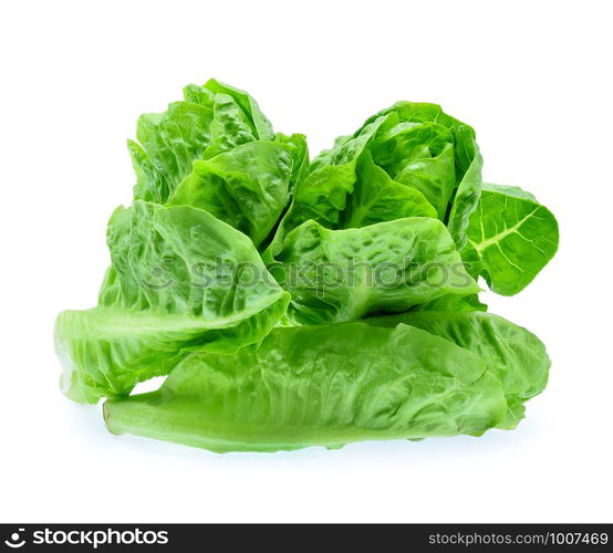 fresh baby cos (lettuce) on white background