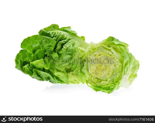 fresh baby cos (lettuce) on white background