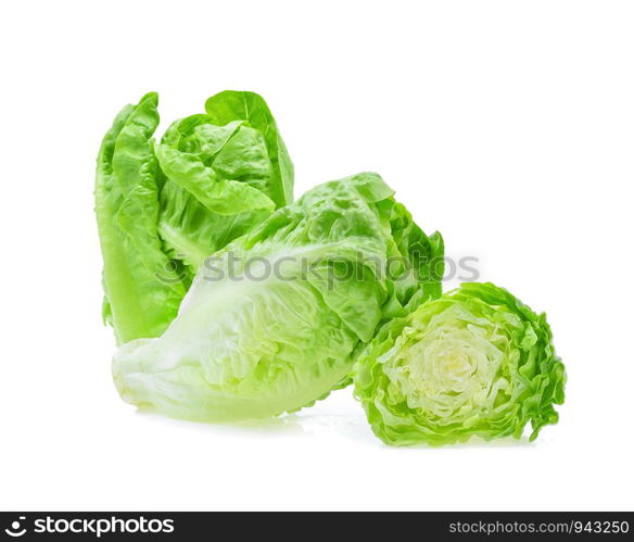 fresh baby cos (lettuce) on white background