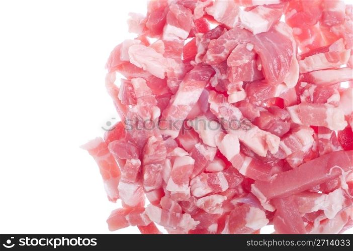 fresh bacon pieces isolated on white background