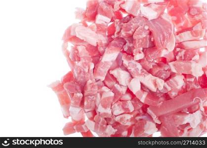 fresh bacon pieces isolated on white background