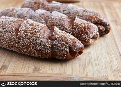 fresh baked black bread close up