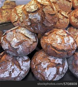 Fresh baked bread with flour, closeup view&#xA;