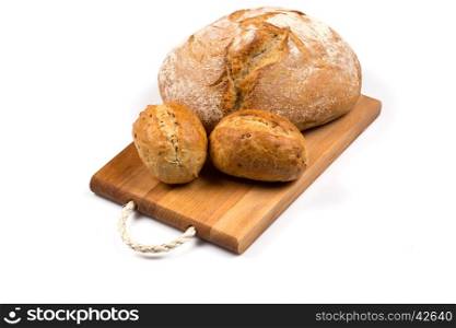 fresh baked bun bread isolated on white
