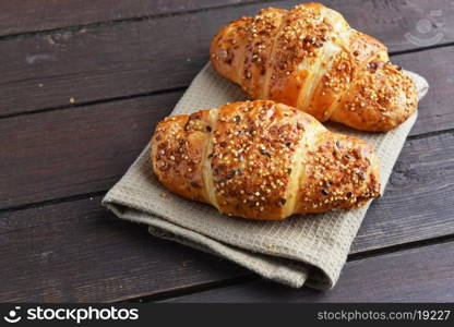 fresh baked buns on table