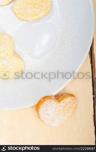 fresh baked heart shaped shortbread valentine day cookies