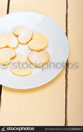 fresh baked heart shaped shortbread valentine day cookies