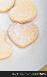 fresh baked heart shaped shortbread valentine day cookies