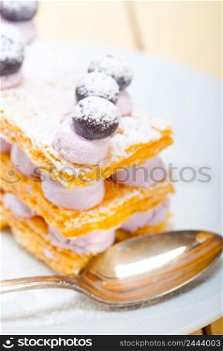 fresh baked napoleon blueberry and cream cake dessert