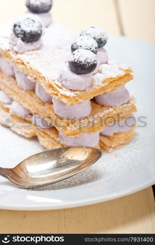 fresh baked napoleon blueberry and cream cake dessert