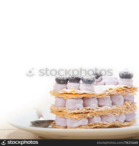 fresh baked napoleon blueberry and cream cake dessert