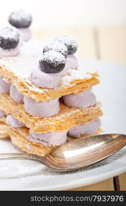 fresh baked napoleon blueberry and cream cake dessert