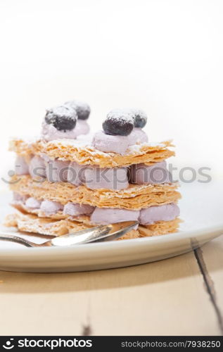 fresh baked napoleon blueberry and cream cake dessert