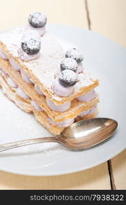 fresh baked napoleon blueberry and cream cake dessert