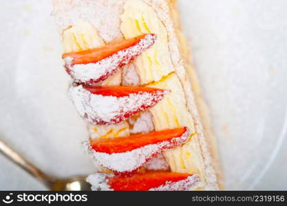 fresh baked napoleon strawberry and cream cake dessert