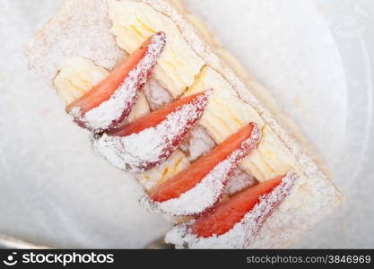 fresh baked napoleon strawberry and cream cake dessert