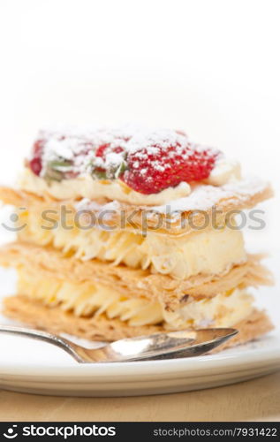 fresh baked napoleon strawberry and cream cake dessert