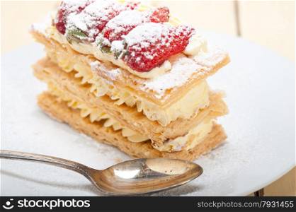 fresh baked napoleon strawberry and cream cake dessert