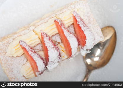 fresh baked napoleon strawberry and cream cake dessert