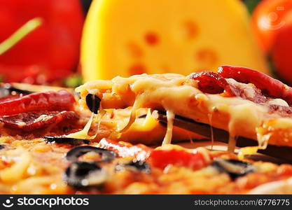 fresh baked pizza with diferent ingredients