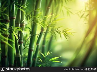 Fresh Bamboo Trees In Forest With Blurred Background
illustration. AI generative.