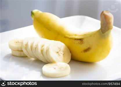 fresh banana fruits on plate