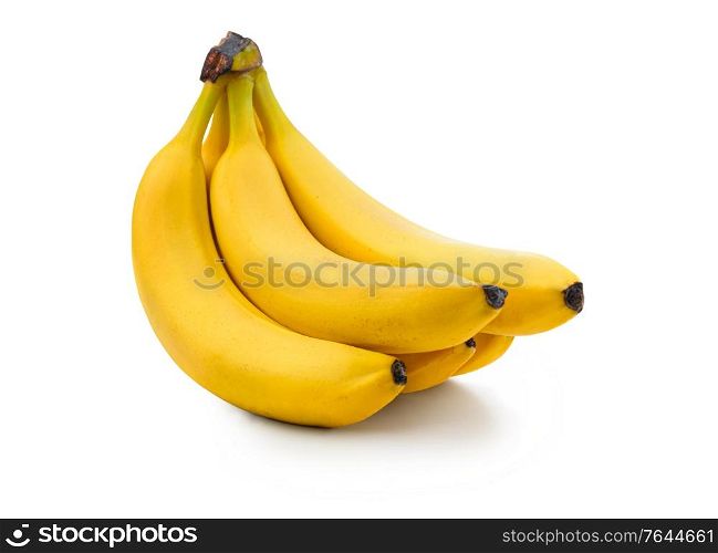 Fresh banana isolated. Bunch of ripe organic bananas on white background. Cut out with clipping path. Fresh banana isolated on white
