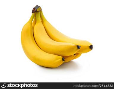 Fresh banana isolated. Bunch of ripe organic bananas on white background. Cut out with clipping path. Fresh banana isolated on white