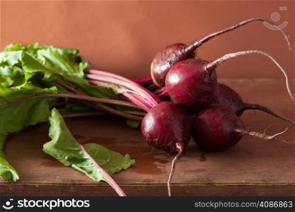 fresh beetroot on wooden background