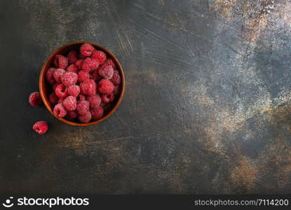 fresh berries, Fresh raspberry in wooden bowl