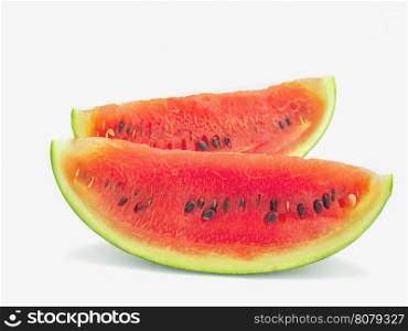 Fresh bitten watermelon over white background