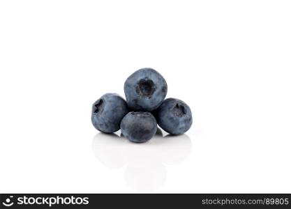 Fresh blueberries isolated on white background - close up