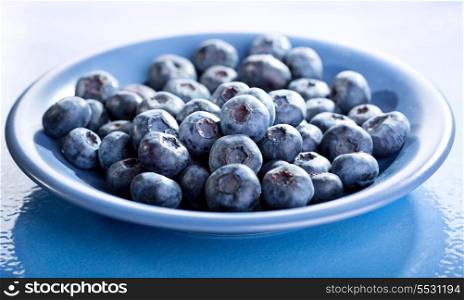 Fresh blueberries on a plate