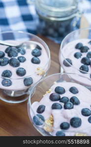 Fresh blueberries with vanilla yoghurt breakfast