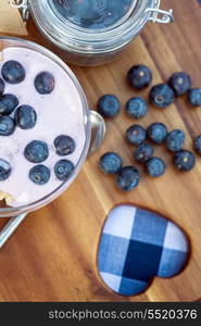 Fresh blueberries with vanilla yoghurt breakfast