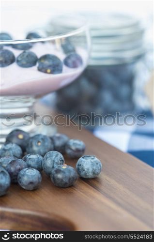 Fresh blueberries with vanilla yoghurt breakfast