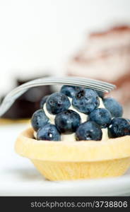 fresh blueberry cream cupcake homemade closeup macro