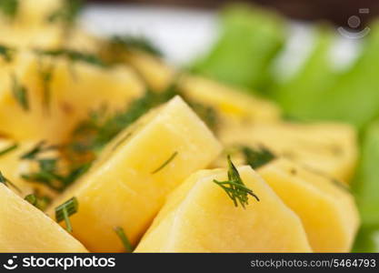 fresh boiled potatoes with greens