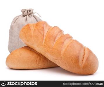 fresh bread and flour sack isolated on white background cutout