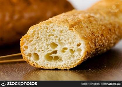 Fresh bread. Fresh white sliced bread lying on table