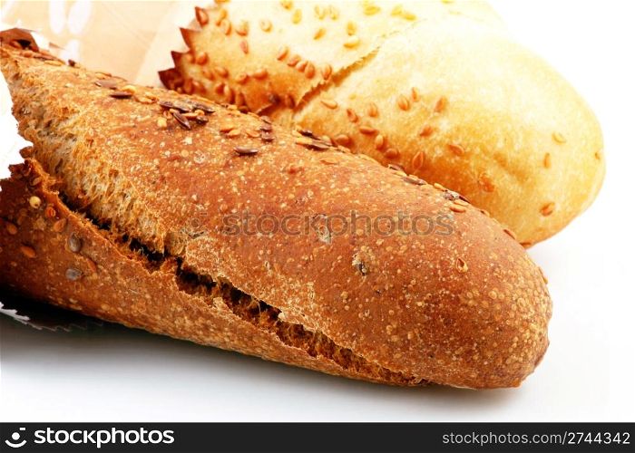 Fresh bread isolated on white background