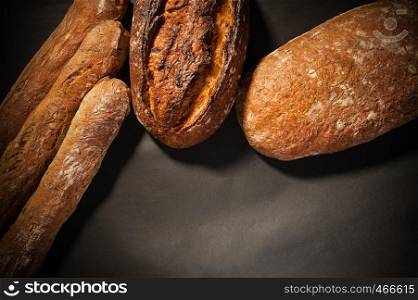 fresh bread on a dark background