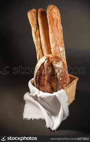 fresh bread on a dark background