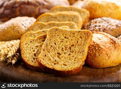 fresh bread on wooden table